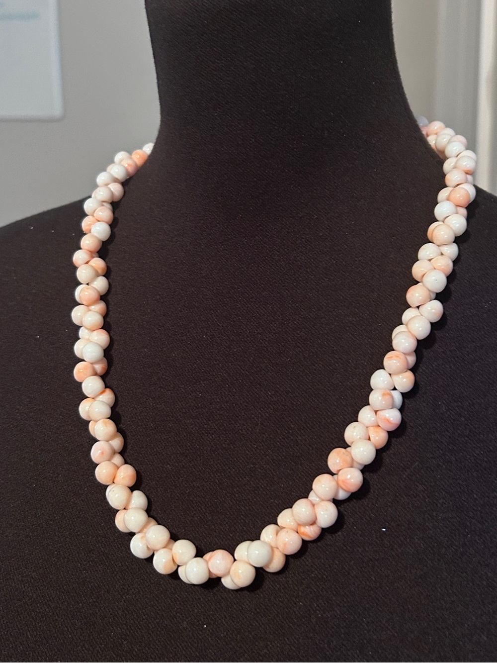 Vintage Pink Marbled Beaded Necklace Cottagecore Coquette 90s